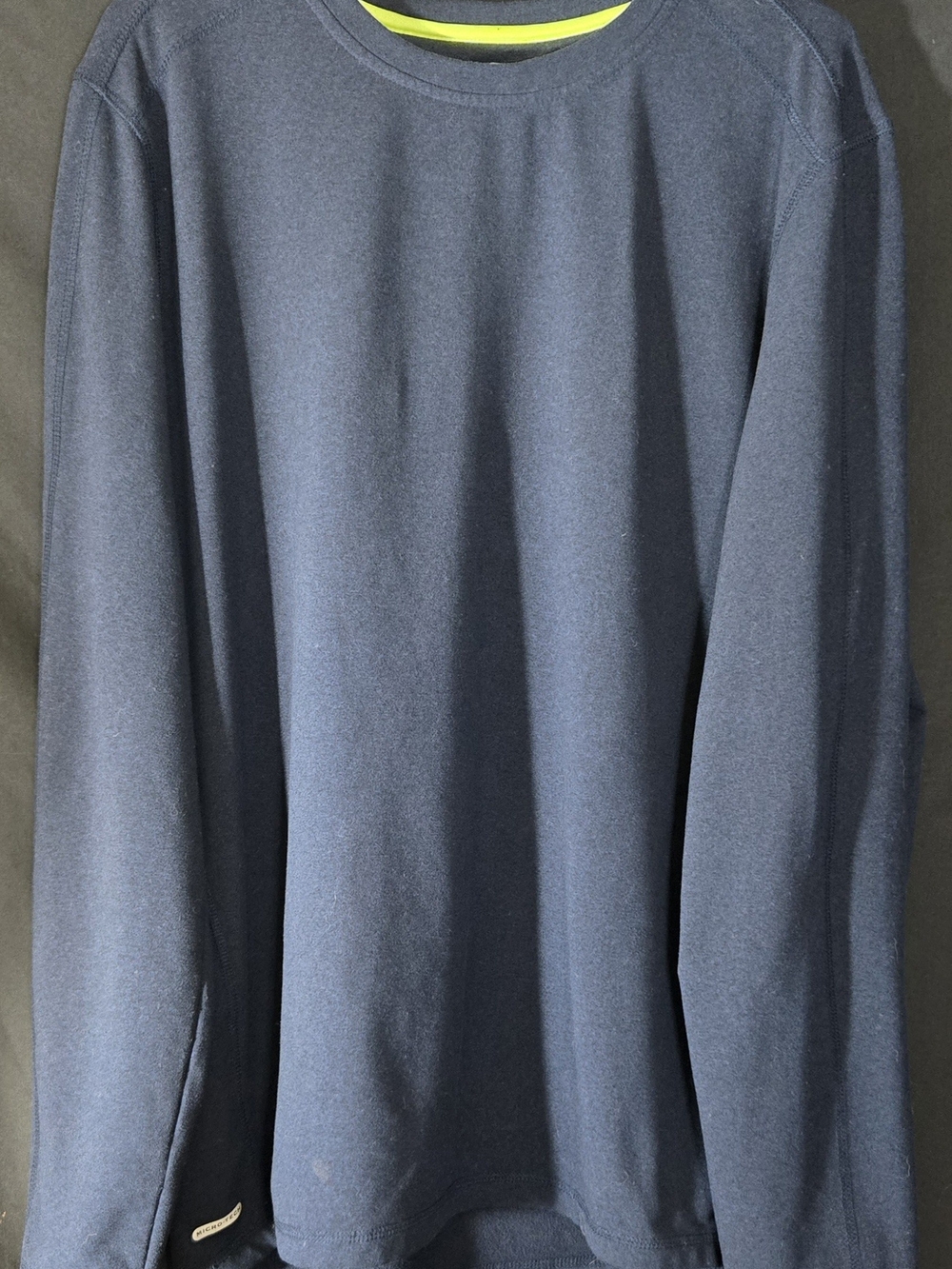 Free Country Navy Crewneck Sweater with Lime Neck Trim#727